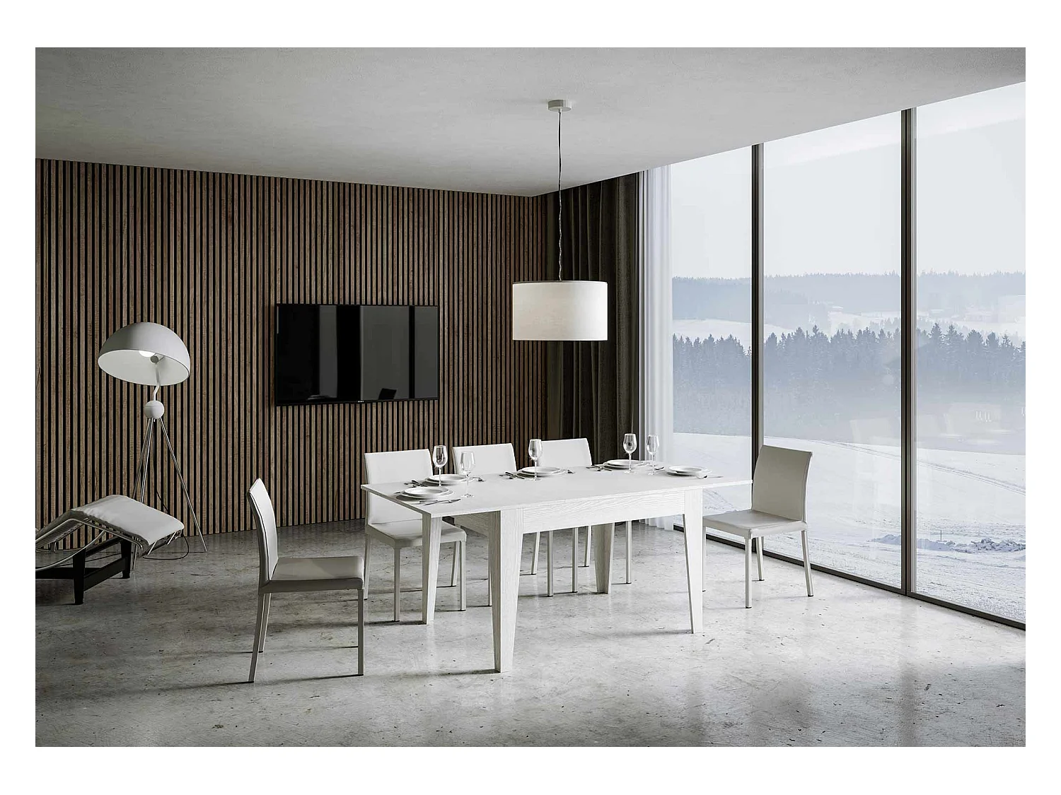 Table extensible 90x120/180 cm Cico Frêne Blanc