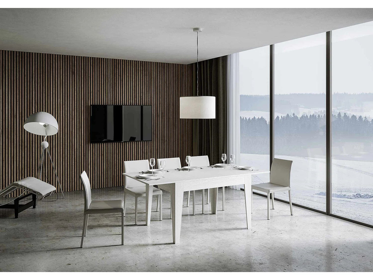 Mesa de jantar extensível 90x120/180 cm Cico Cinza Branca