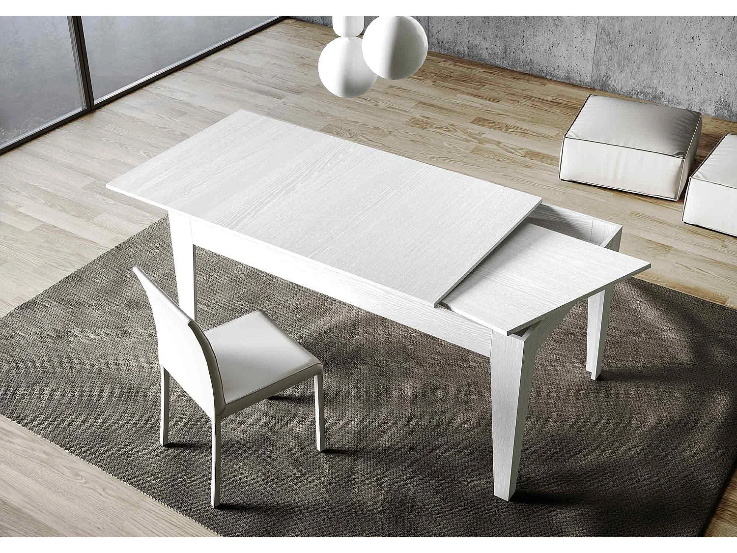 Table extensible 90x120/180 cm Cico Frêne Blanc