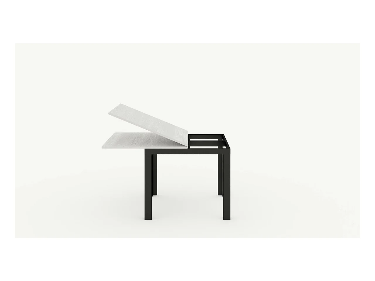 Table extensible portefeuille 90x90/180 cm Linea Libra Chêne Nature cadre Anthracite