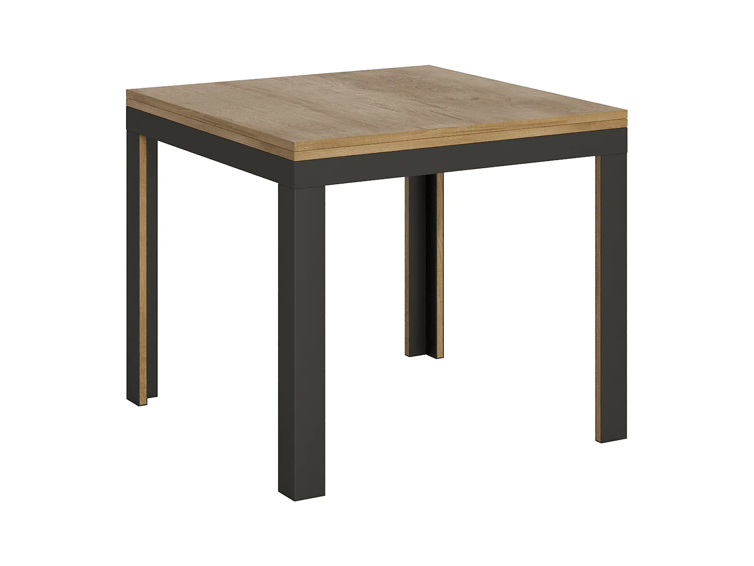 Table extensible portefeuille 90x90/180 cm Linea Libra Chêne Nature cadre Anthracite