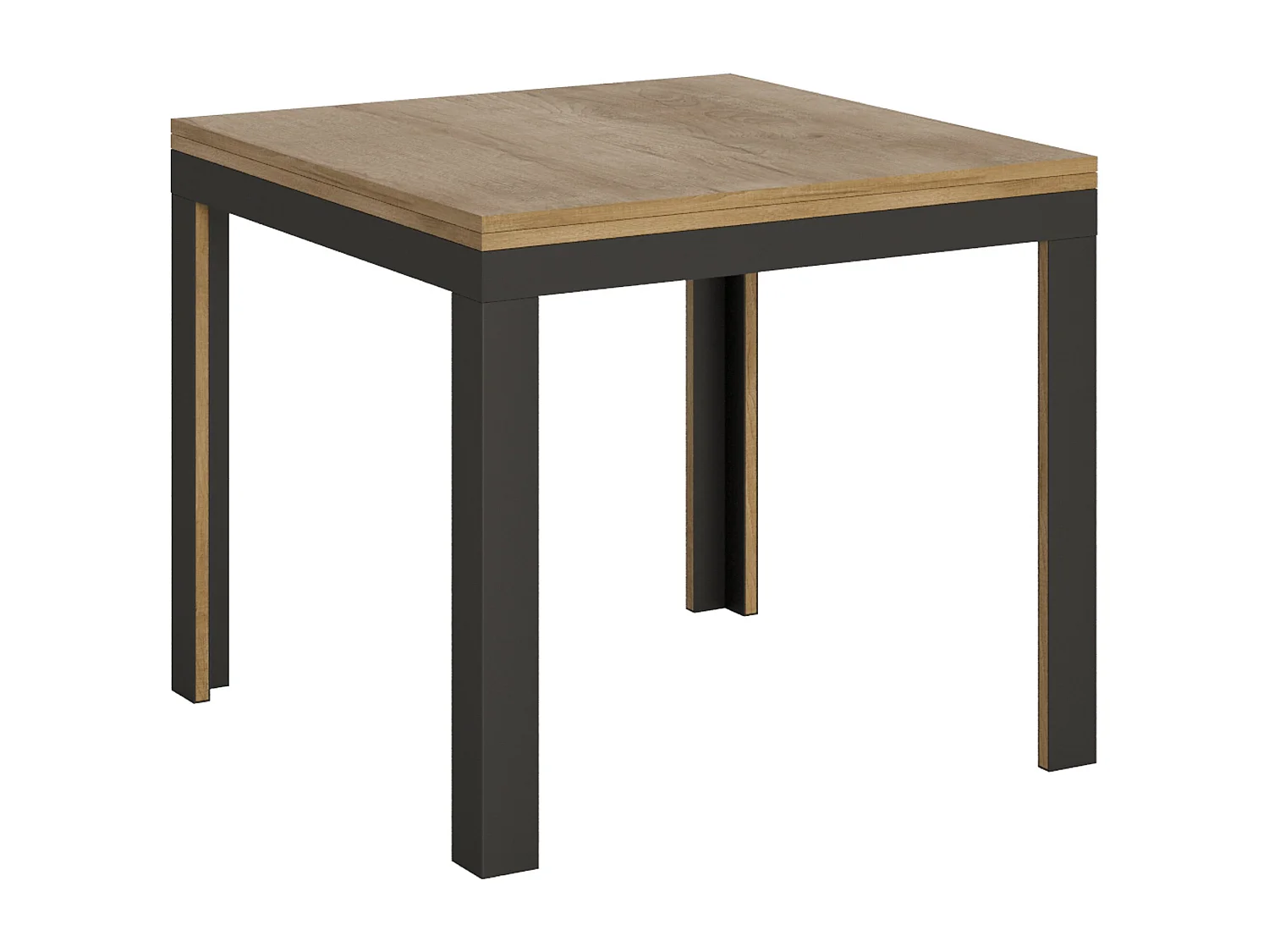 Table extensible portefeuille 90x90/180 cm Linea Libra Chêne Nature cadre Anthracite