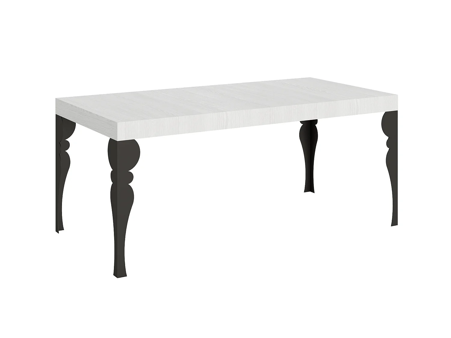 Uitschuifbare tafel 180/440x90 cm Paxon eiken wit met antraciete poten