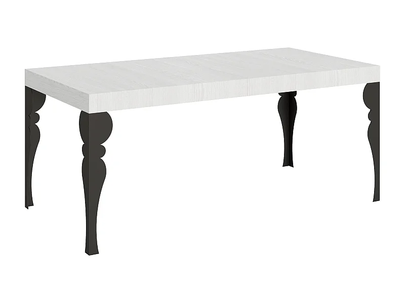 Uitschuifbare tafel 180/440x90 cm Paxon eiken wit met antraciete poten