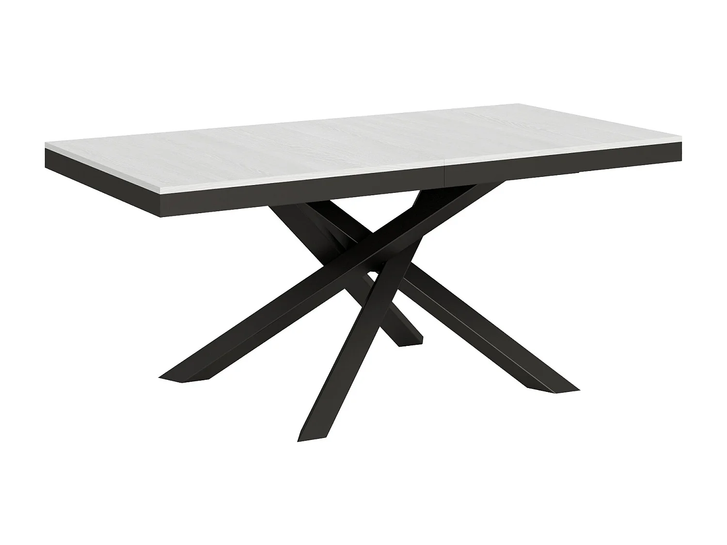Table extensible 180/284x90 cm Volantis Evolution frêne blanc cadre et pieds anthracite