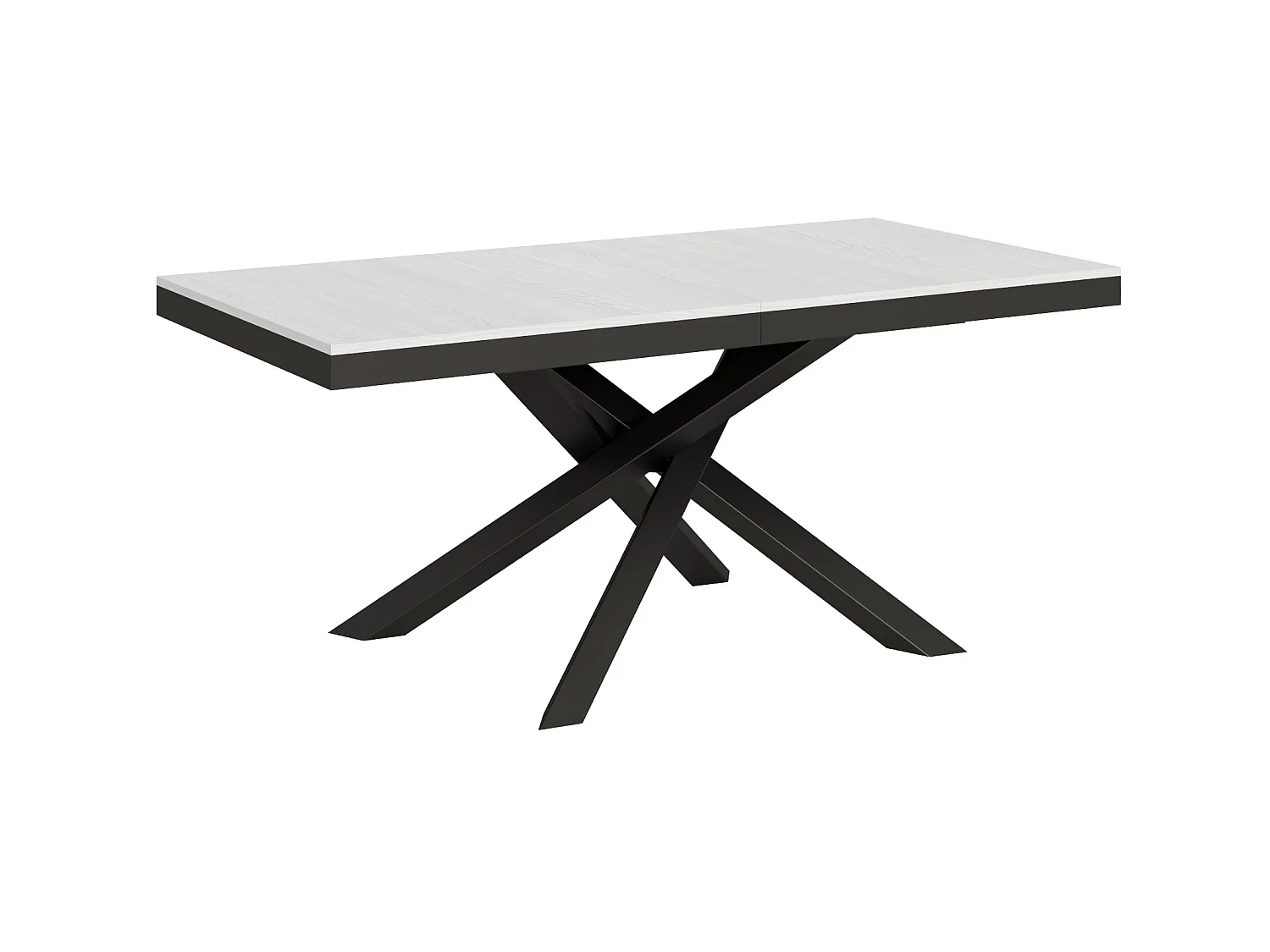 Uitschuifbare tafel 180/284x90 cm Volantis Evolution eiken wit met antraciet frame en poten