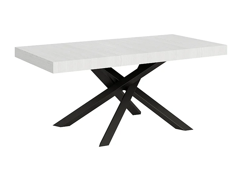 Table extensible 180/284x90 cm Volantis frêne blanc pieds anthracite