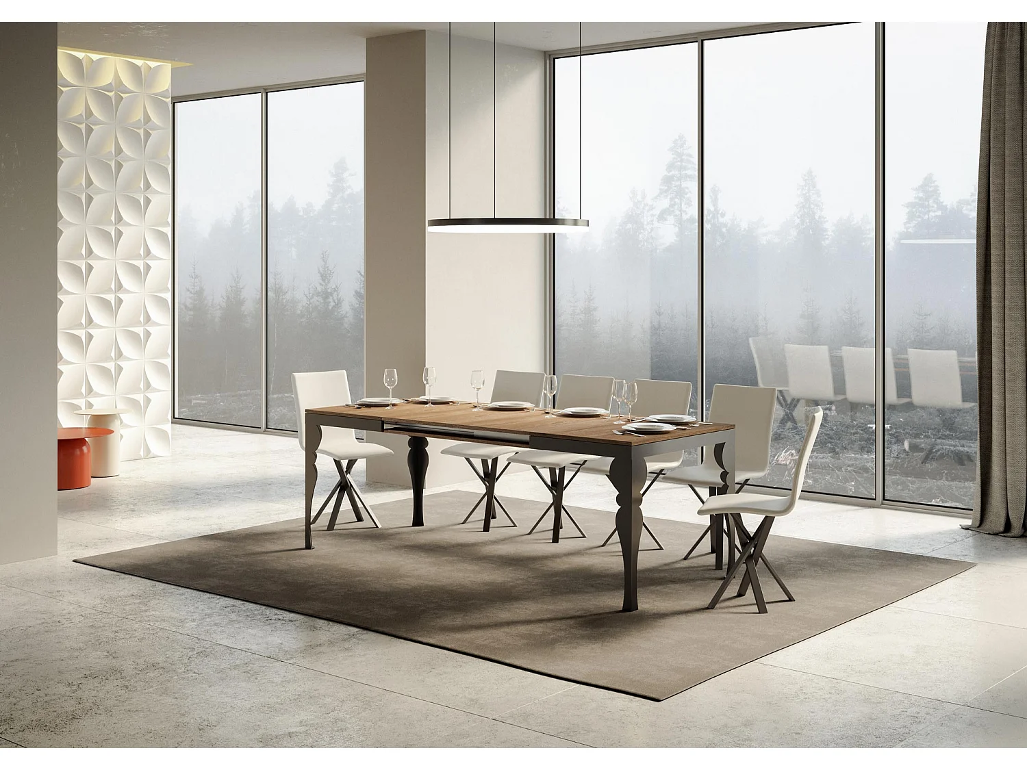 Table extensible 90x120/224 cm Paxon Evolution Chêne Nature cadre Anthracite