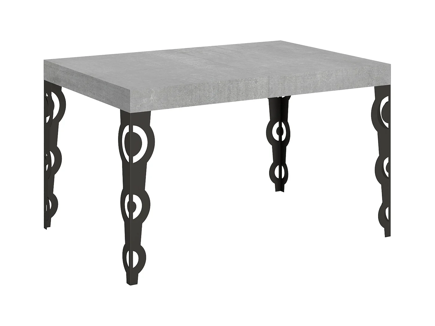 Table extensible 90x130/390 cm Karamay Gris Béton cadre Anthracite