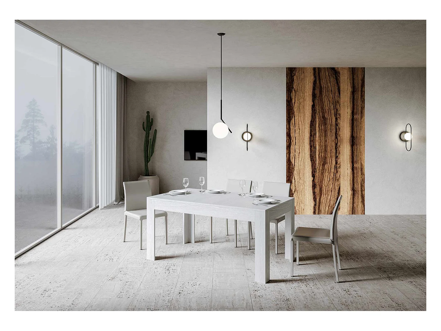 Ausziehtisch 90x160/220 cm Bibi Esche weiß