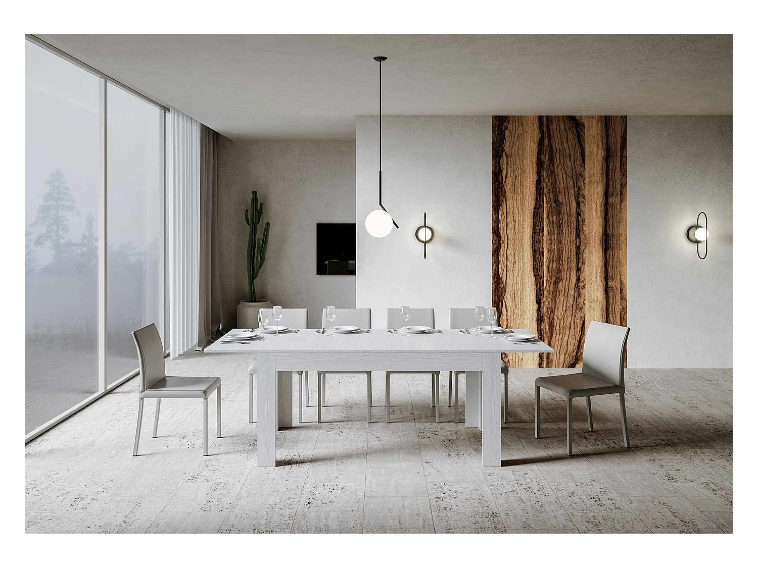 Ausziehtisch 90x160/220 cm Bibi Esche weiß