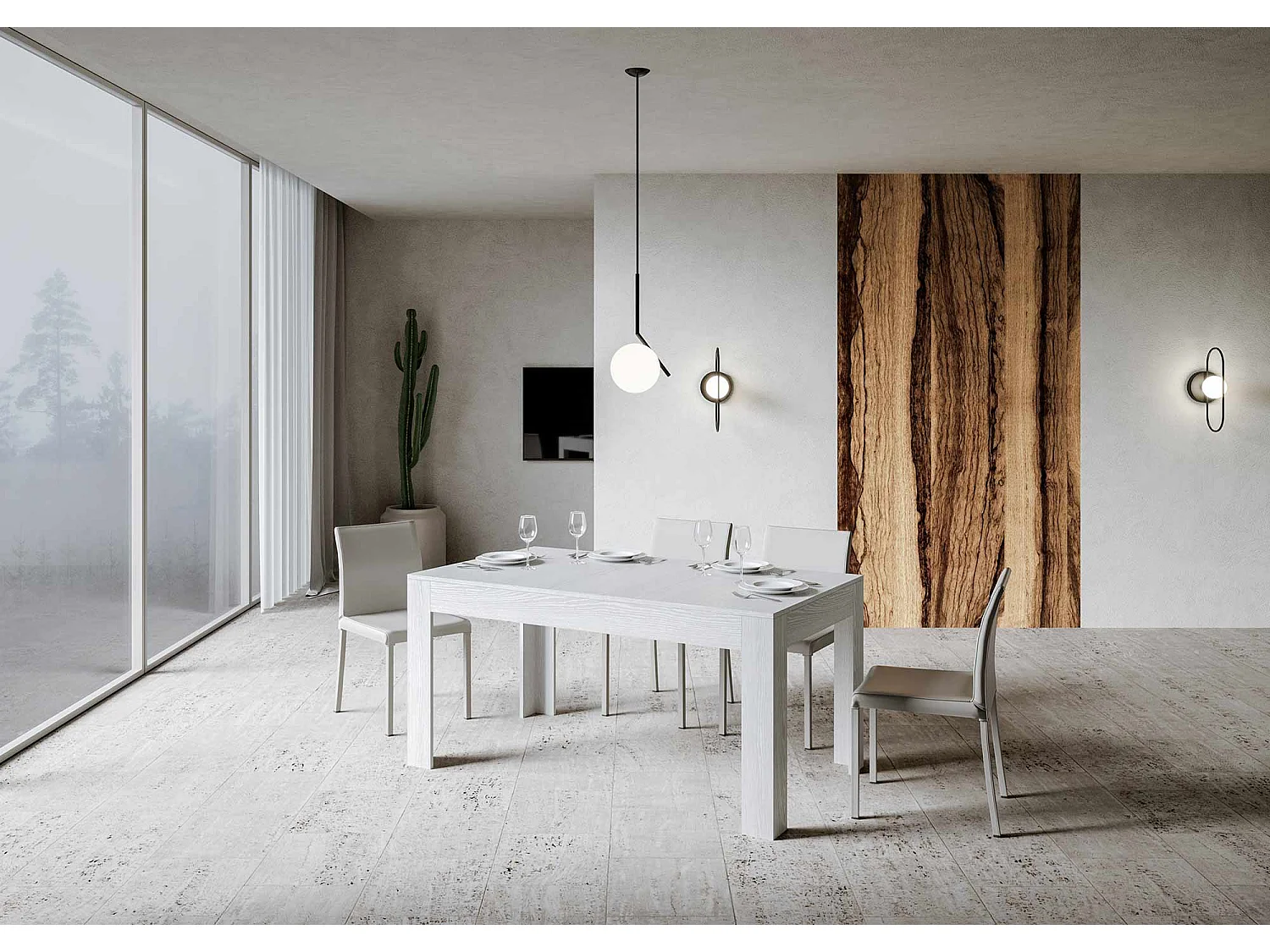 Ausziehtisch 90x160/220 cm Bibi Esche weiß