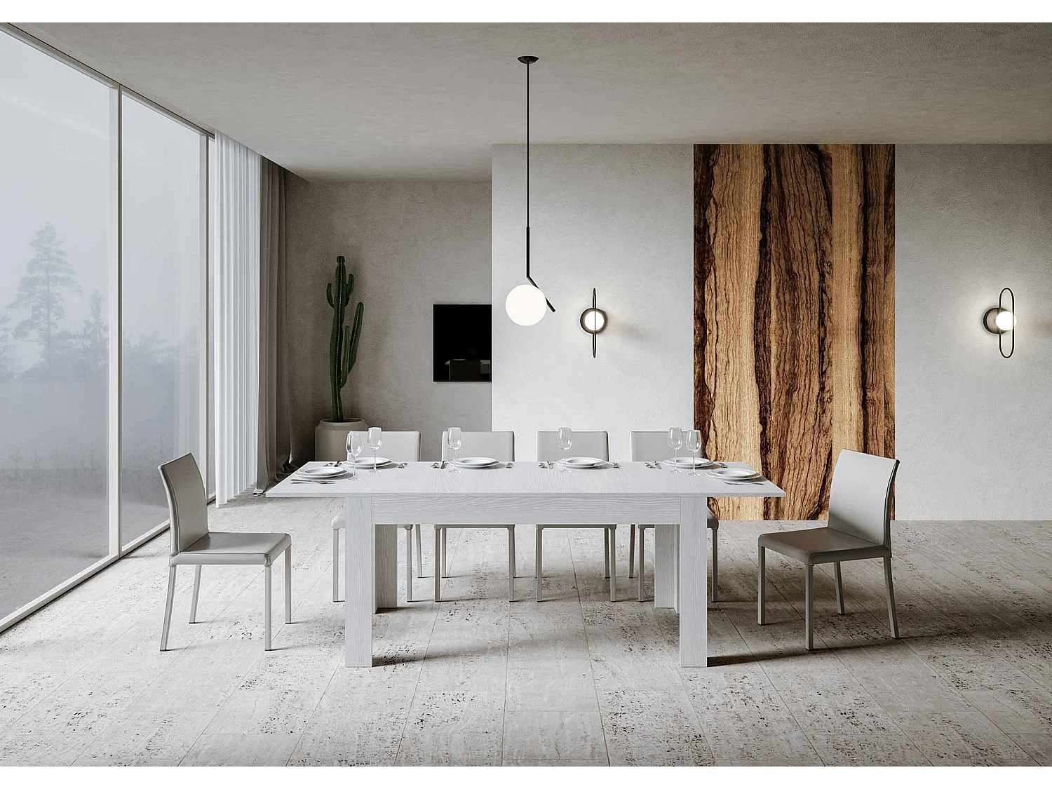 Ausziehtisch 90x160/220 cm Bibi Esche weiß