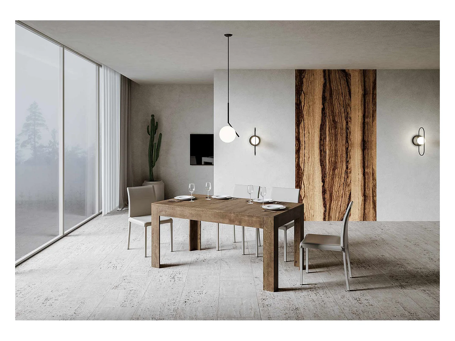 Uitschuifbare tafel 90x160/220 cm Bibi walnoot