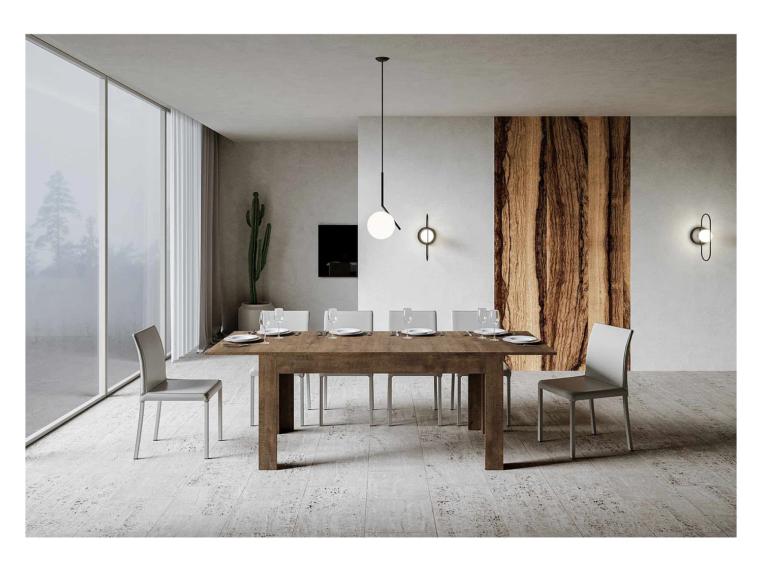 Uitschuifbare tafel 90x160/220 cm Bibi walnoot