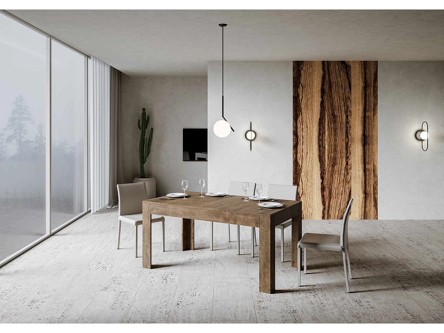 Table extensible 90x160/220 cm Bibi Noyer