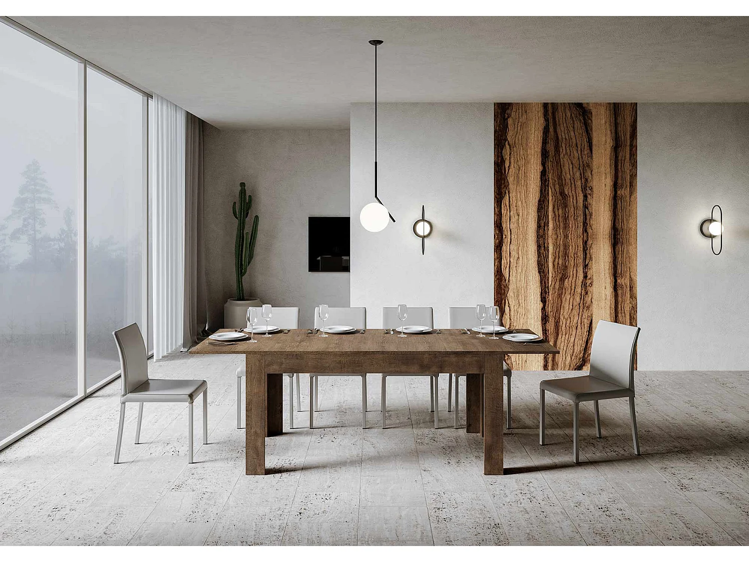 Table extensible 90x160/220 cm Bibi Noyer