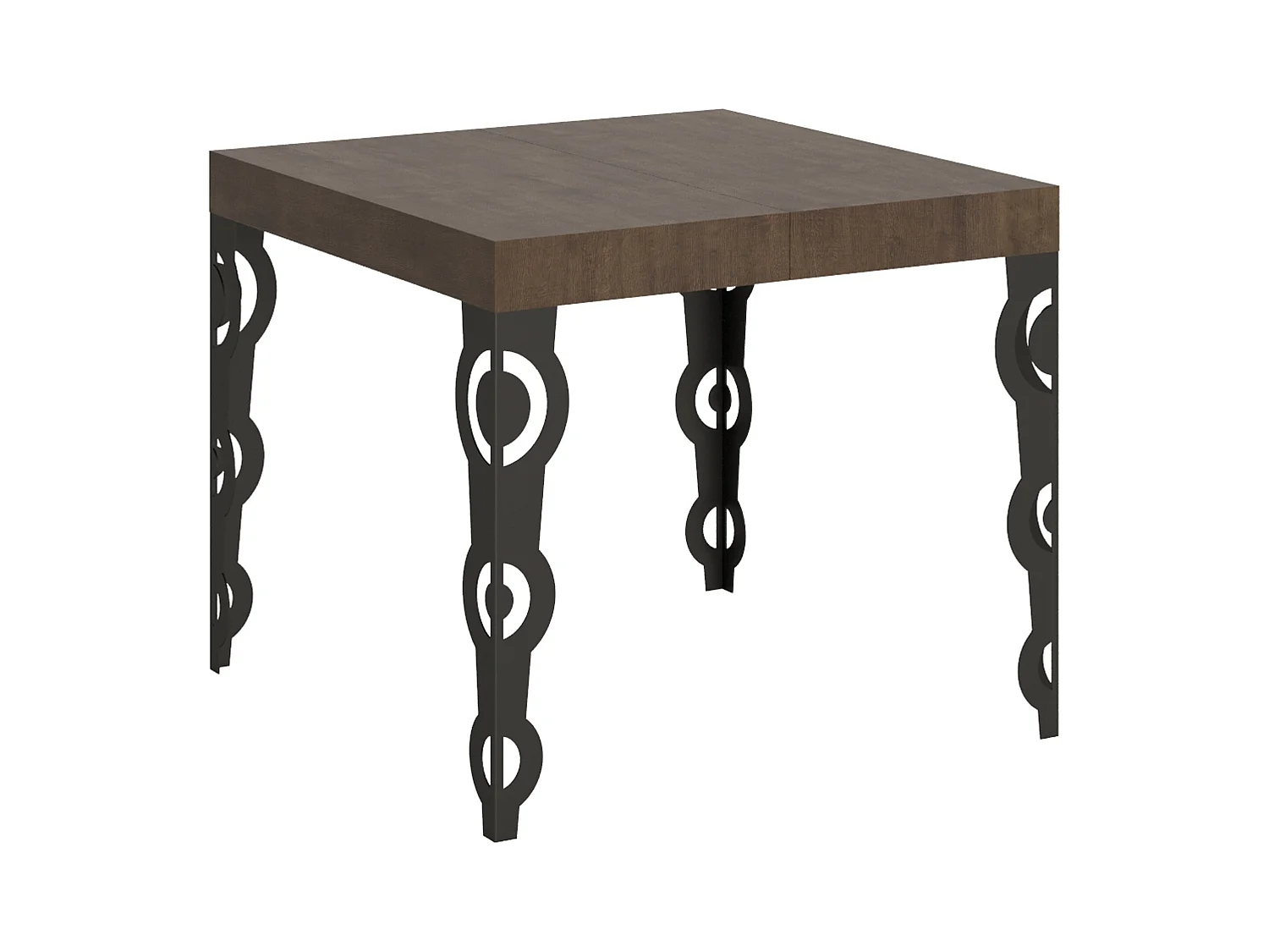 Table extensible 90x90/246 cm Karamay Noyer cadre Anthracite
