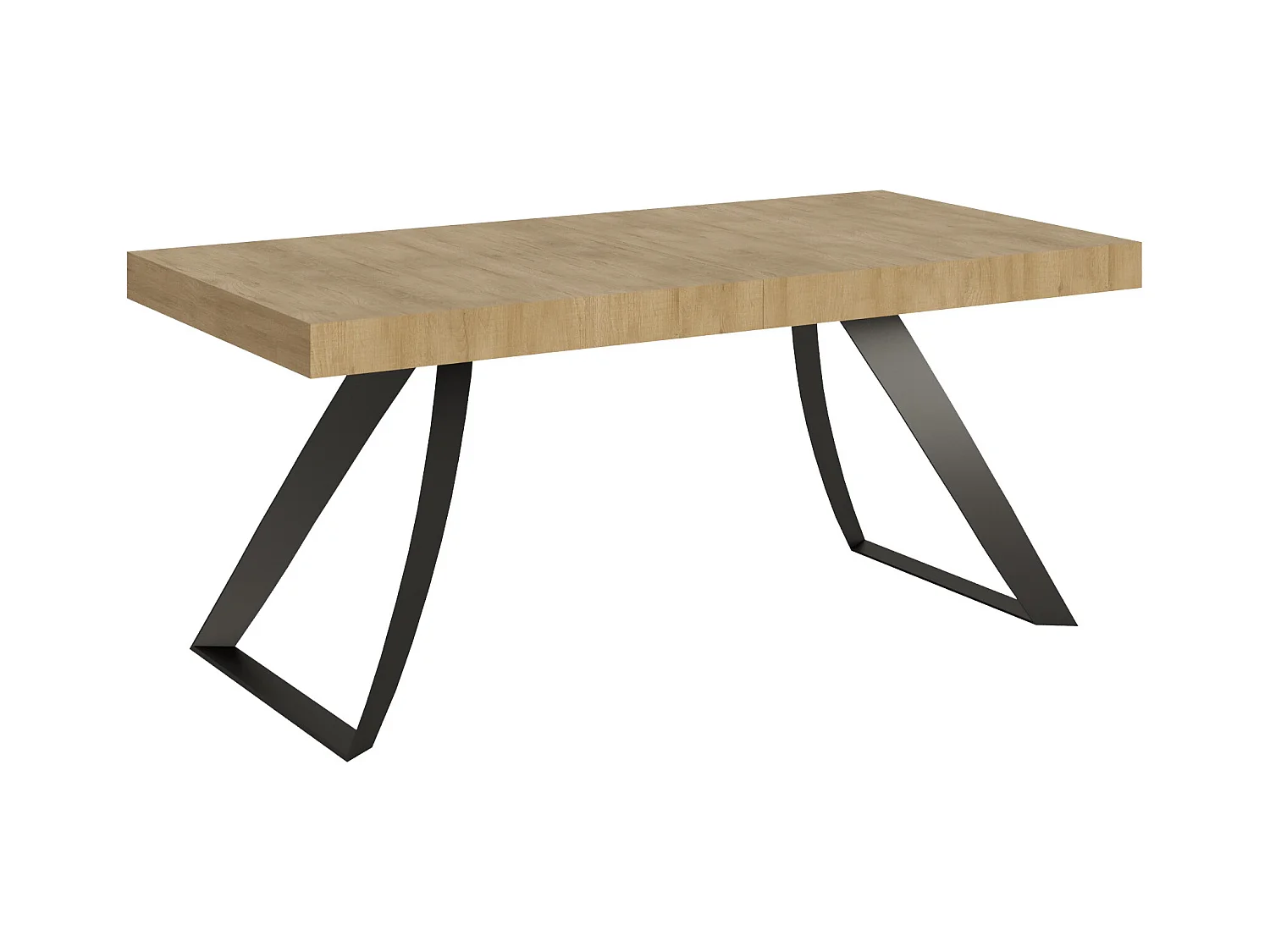 Ausziehtisch 90x180/440 cm Proxy Eiche Natur mit Eisenrahmen aus Anthrazit