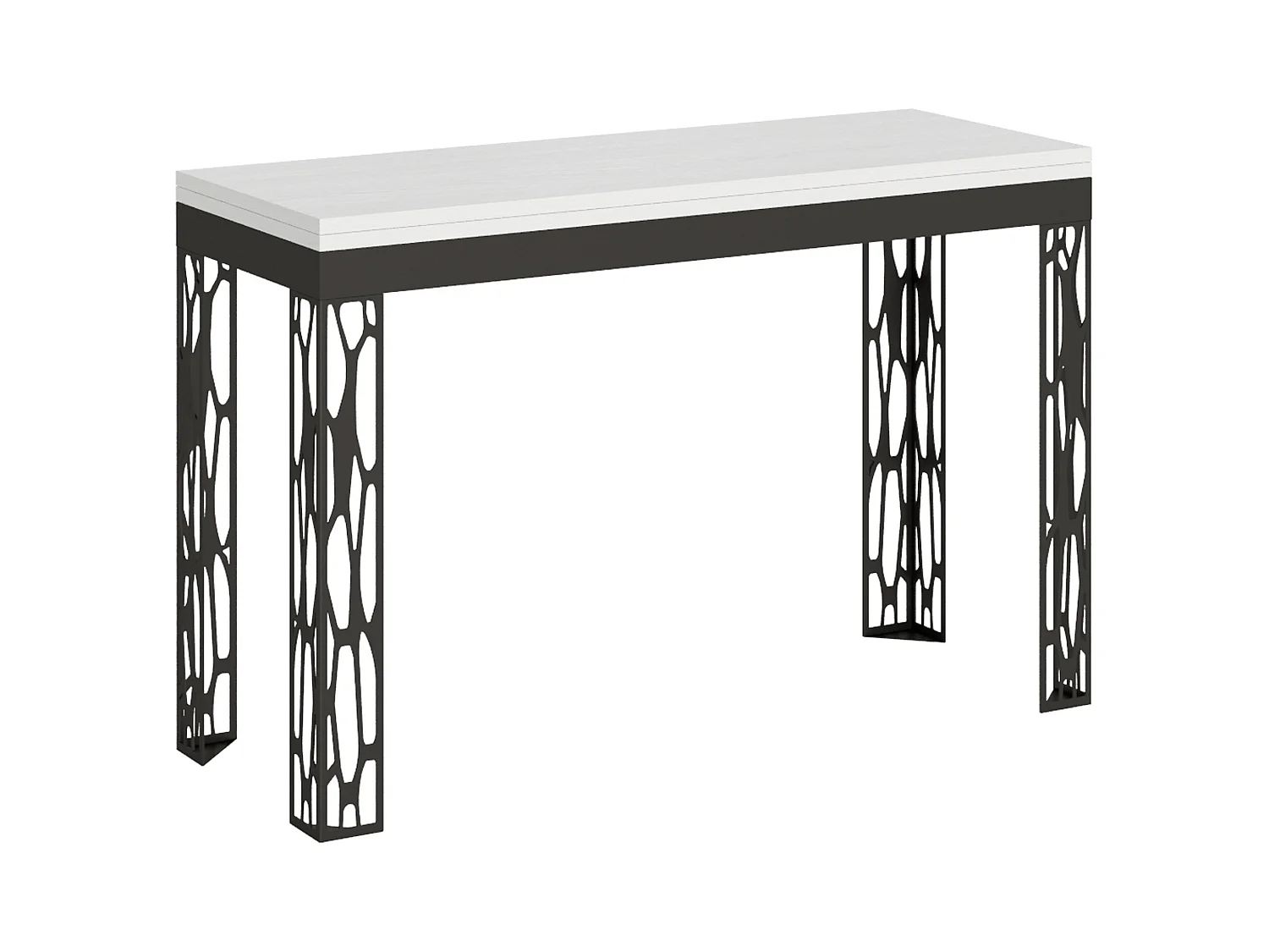 Table extensible portefeuille 120x45/90 cm Ghibli Double Frêne Blanc cadre Anthracite