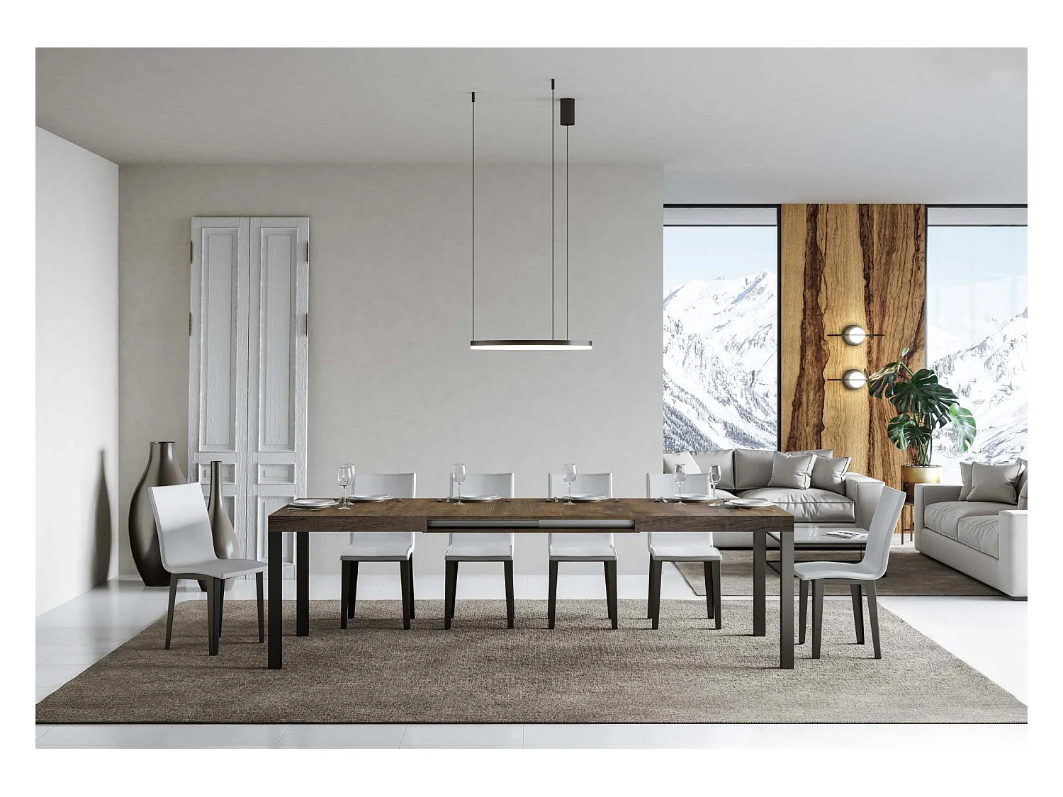 Tavolo allungabile 90x130/390 cm Everyday Noce telaio Antracite