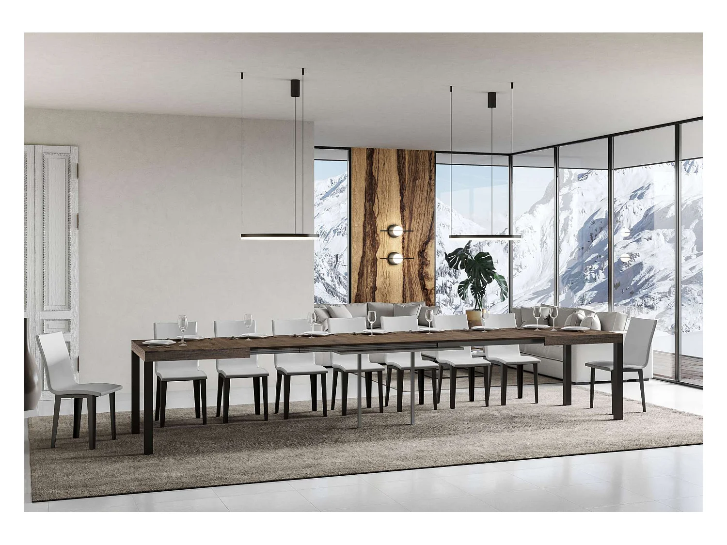 Tavolo allungabile 90x130/390 cm Everyday Noce telaio Antracite