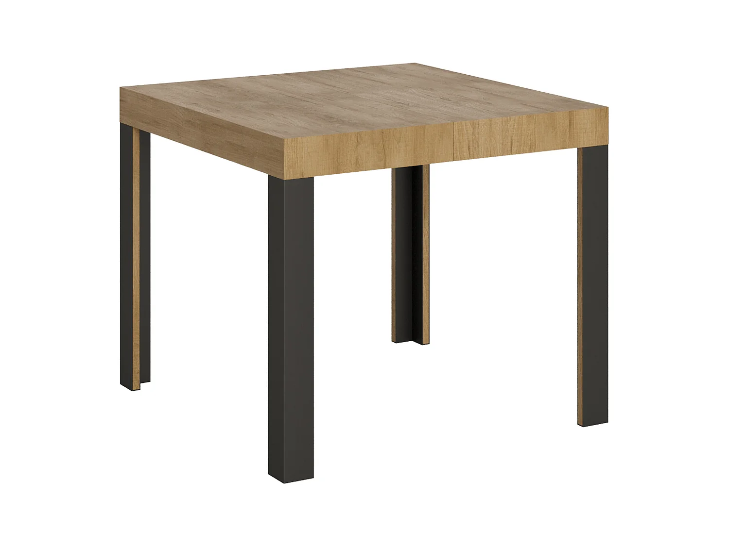 Uitschuifbare tafel 90x90/246 cm Linea natuur eiken frame antraciet