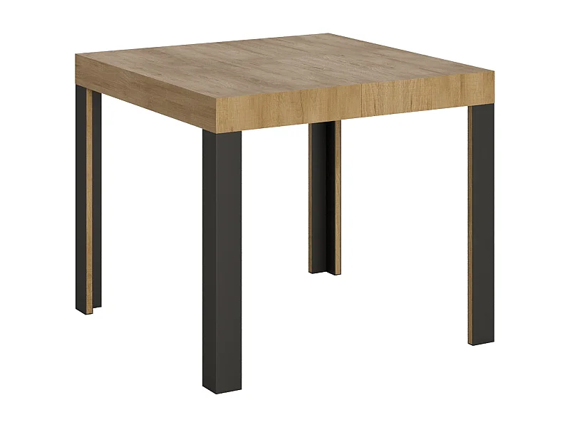 Ausziehtisch 90x90/246 cm Linea Eiche Natur mit Eisenrahmen aus Anthrazit