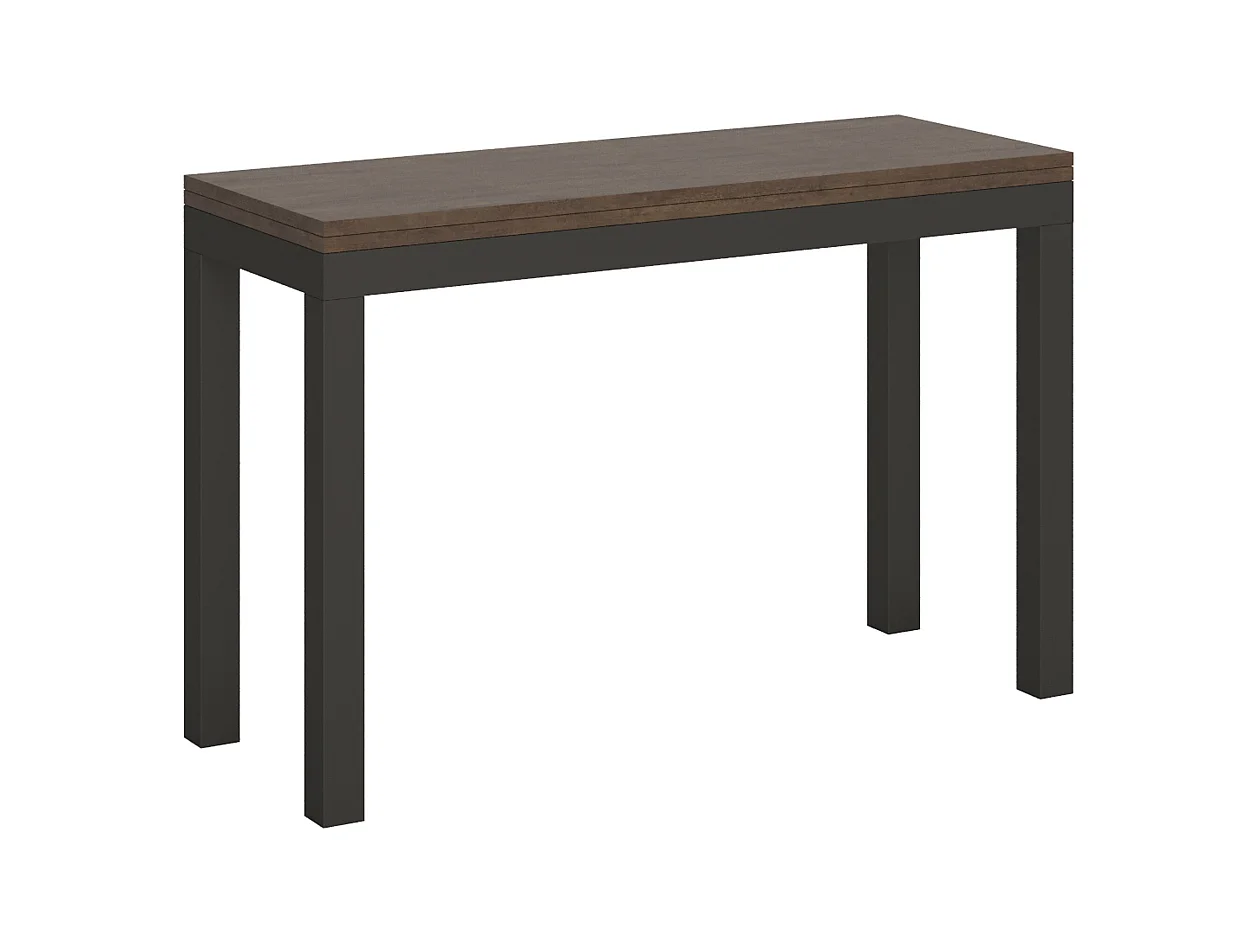 Table extensible portefeuille 120/200x45/90 cm Everyday Double Noyer cadre Anthracite