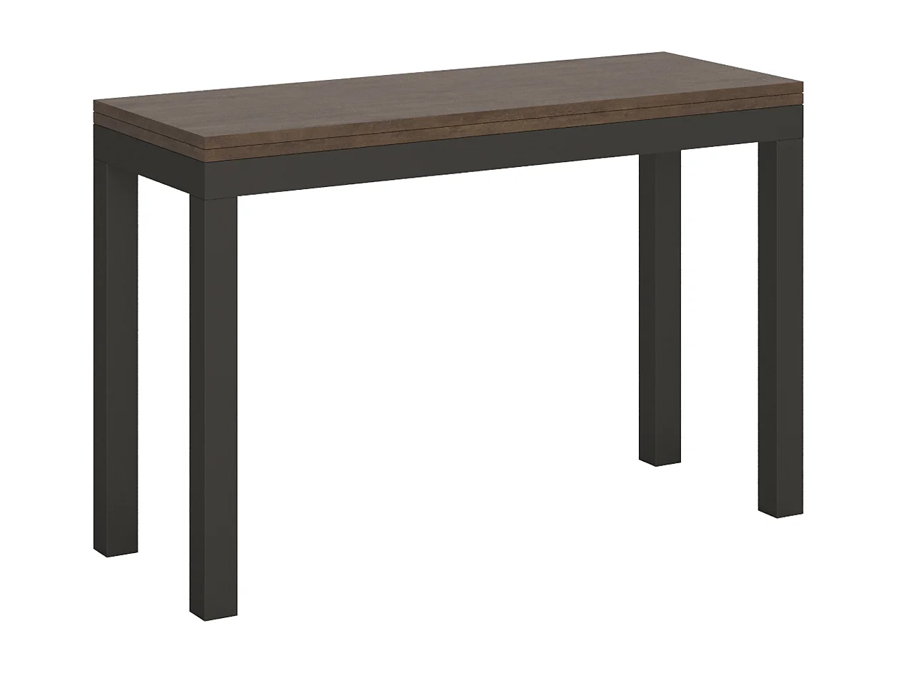Table extensible portefeuille 120/200x45/90 cm Everyday Double Noyer cadre Anthracite