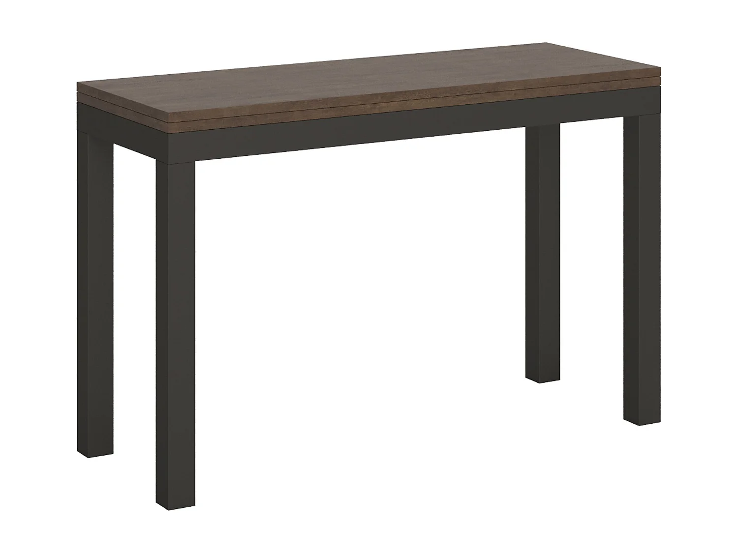 Ausziehtisch 120/200x45/90 cm Everyday Double Nussbaum mit Eisenrahmen aus Anthrazit