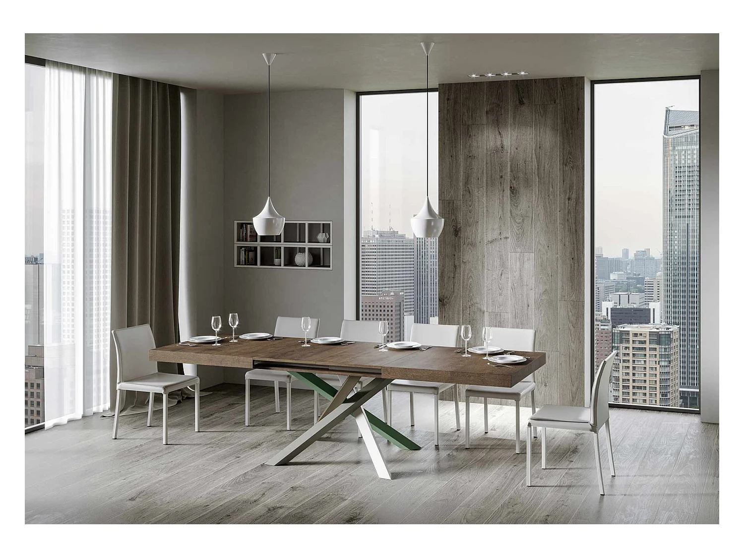 Table extensible 90x160/420 cm Volantis Noyer cadre 4/A