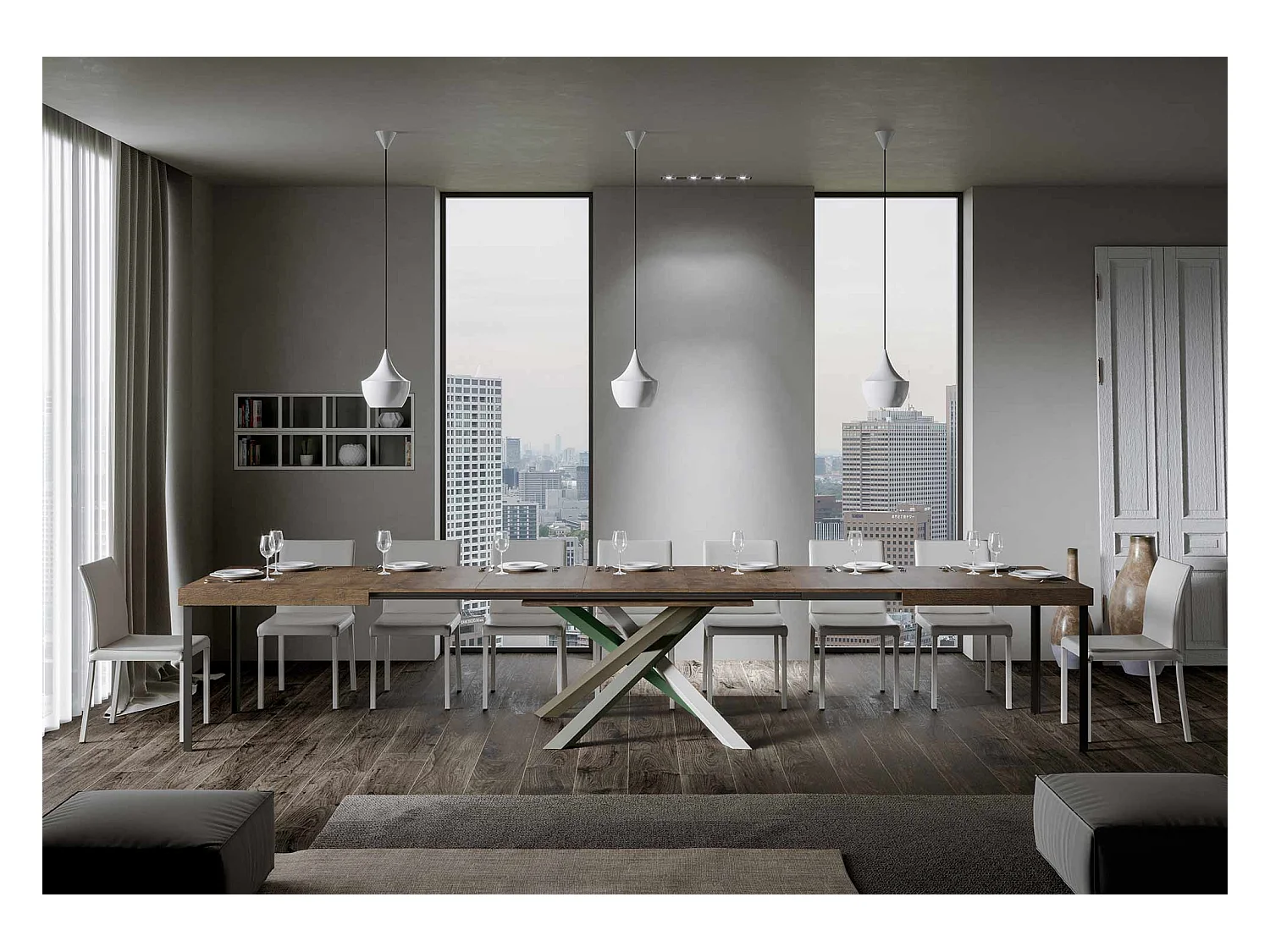 Table extensible 90x160/420 cm Volantis Noyer cadre 4/A