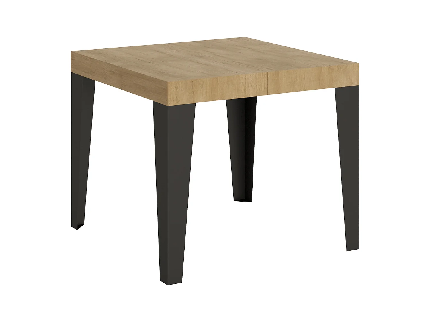 Table extensible 90x90/246 cm Flame Chêne Nature cadre Anthracite