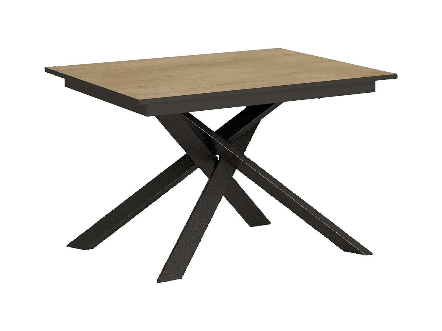 Table extensible 90x120/180 cm Ganty Chêne Nature bande de chante Anthracite cadre Anthracite