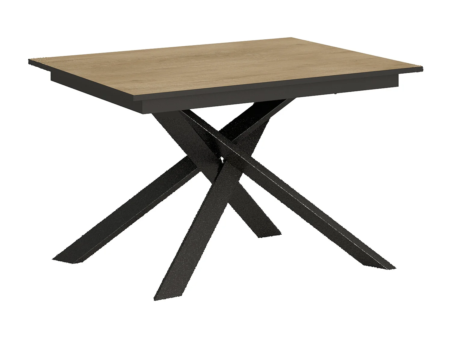Mesa extensible 90x120/180 cm Ganty Roble Nature - Canto antracita Estructura antracita