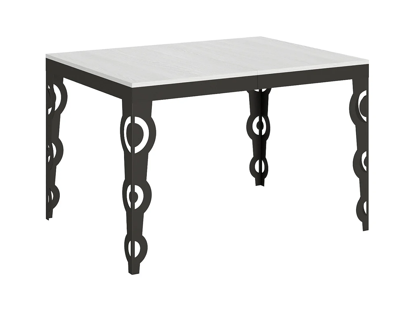 Table extensible 90x120/224 cm Karamay Evolution Frêne Blanc cadre Anthracite