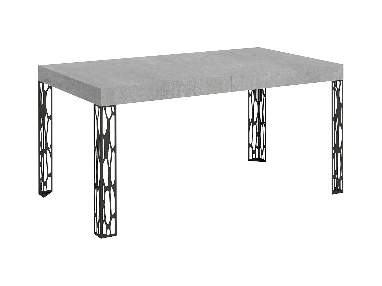 Table extensible 90x160/264 cm Ghibli Gris Béton cadre Anthracite