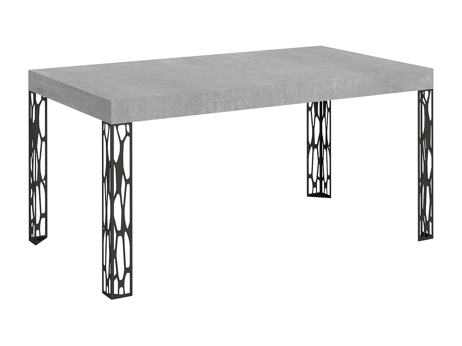 Table extensible 90x160/264 cm Ghibli Gris Béton cadre Anthracite