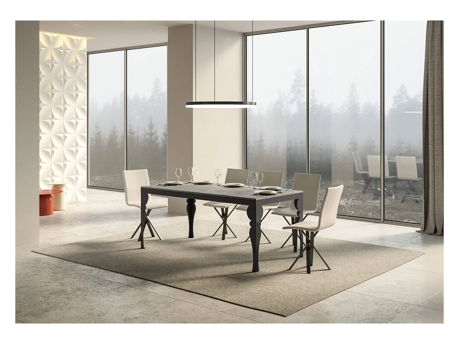 Table extensible 90x180/284 cm Paxon Evolution Gris Béton cadre Anthracite