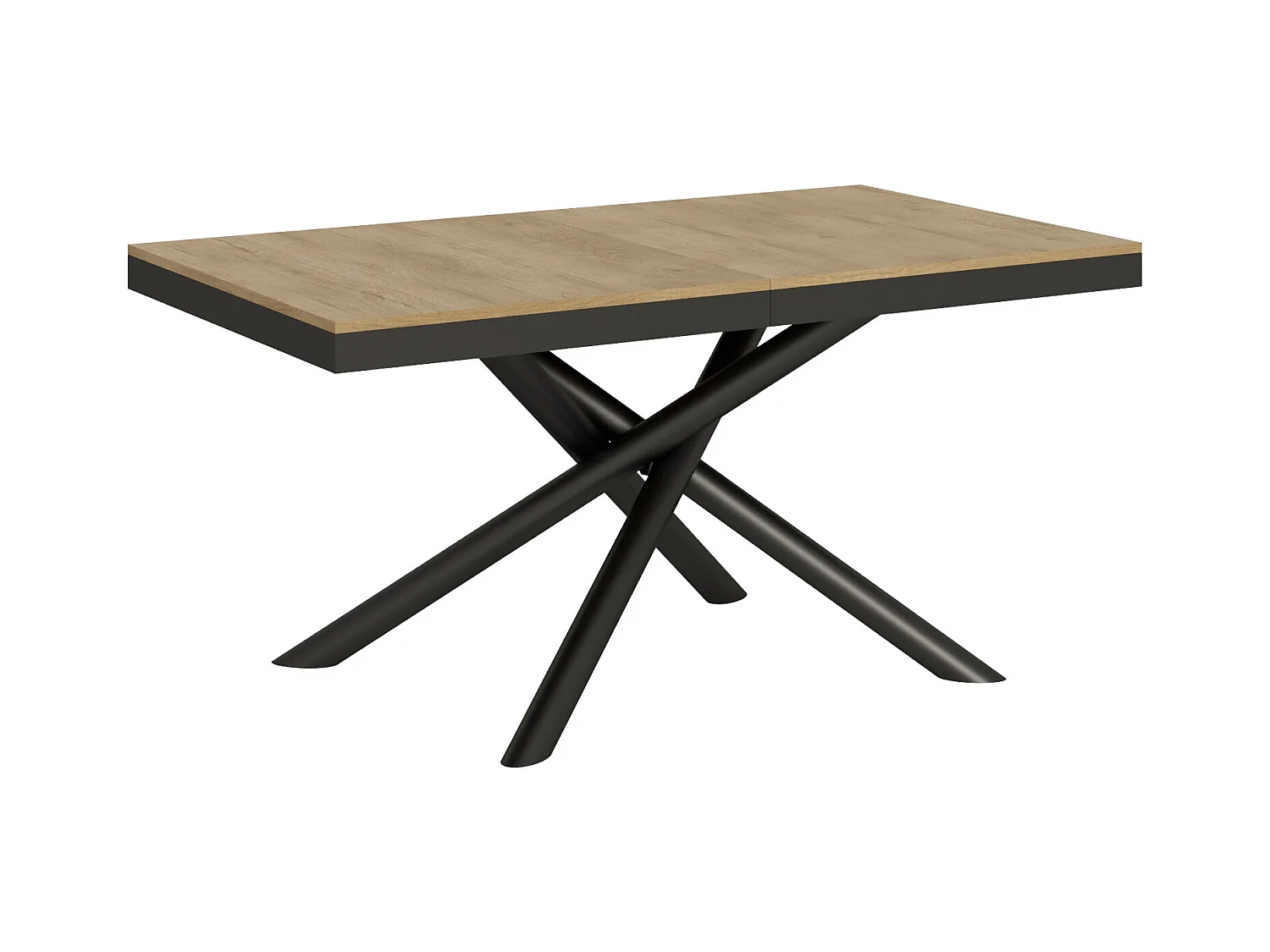 Table extensible 90x160/264 cm Famas Evolution Chêne Nature cadre Anthracite