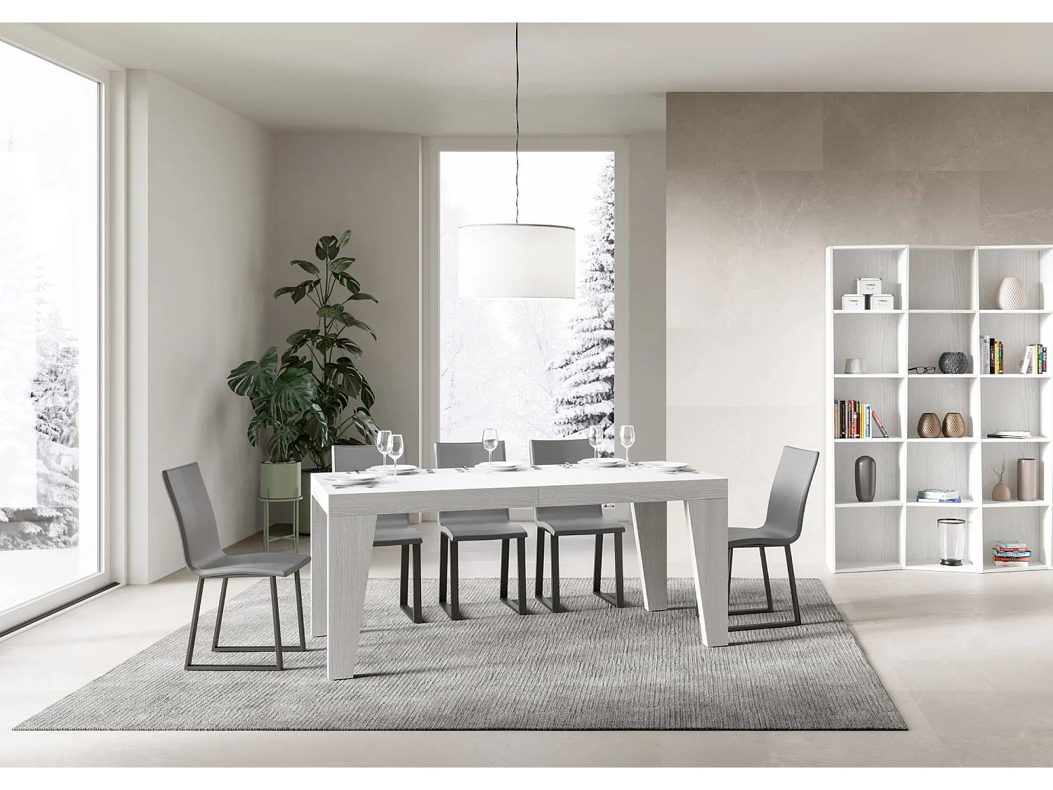 Extendable table 90x160/264 cm Naxy White Ash