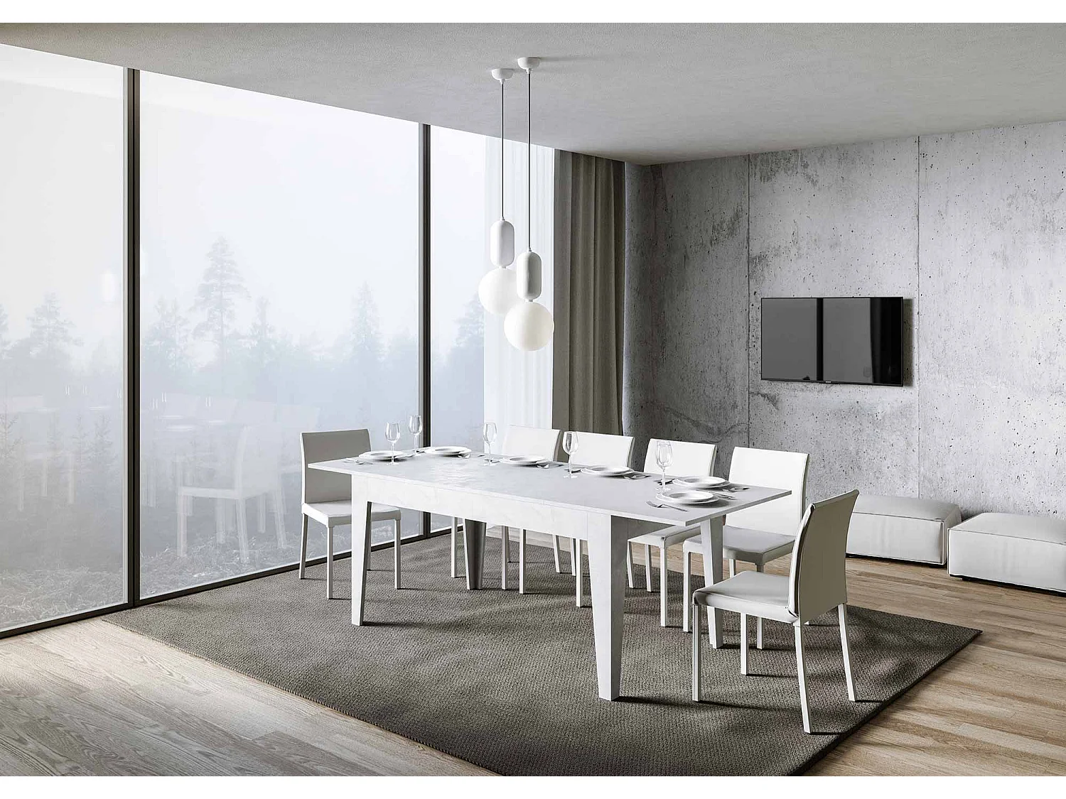 Ausziehtisch 90x160/220 cm Cico Effekt weiß gespachtelt