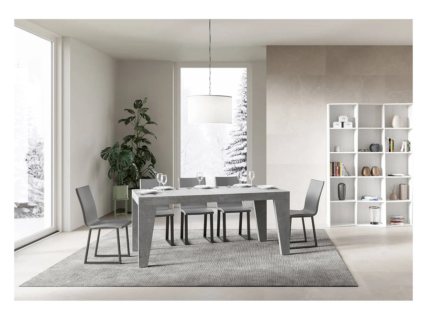 Table extensible 90x160/264 cm Naxy Gris Béton
