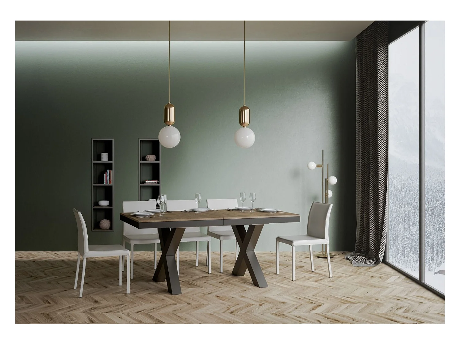 Table extensible 90x180/284 cm Traffic Evolution Noyer cadre Anthracite