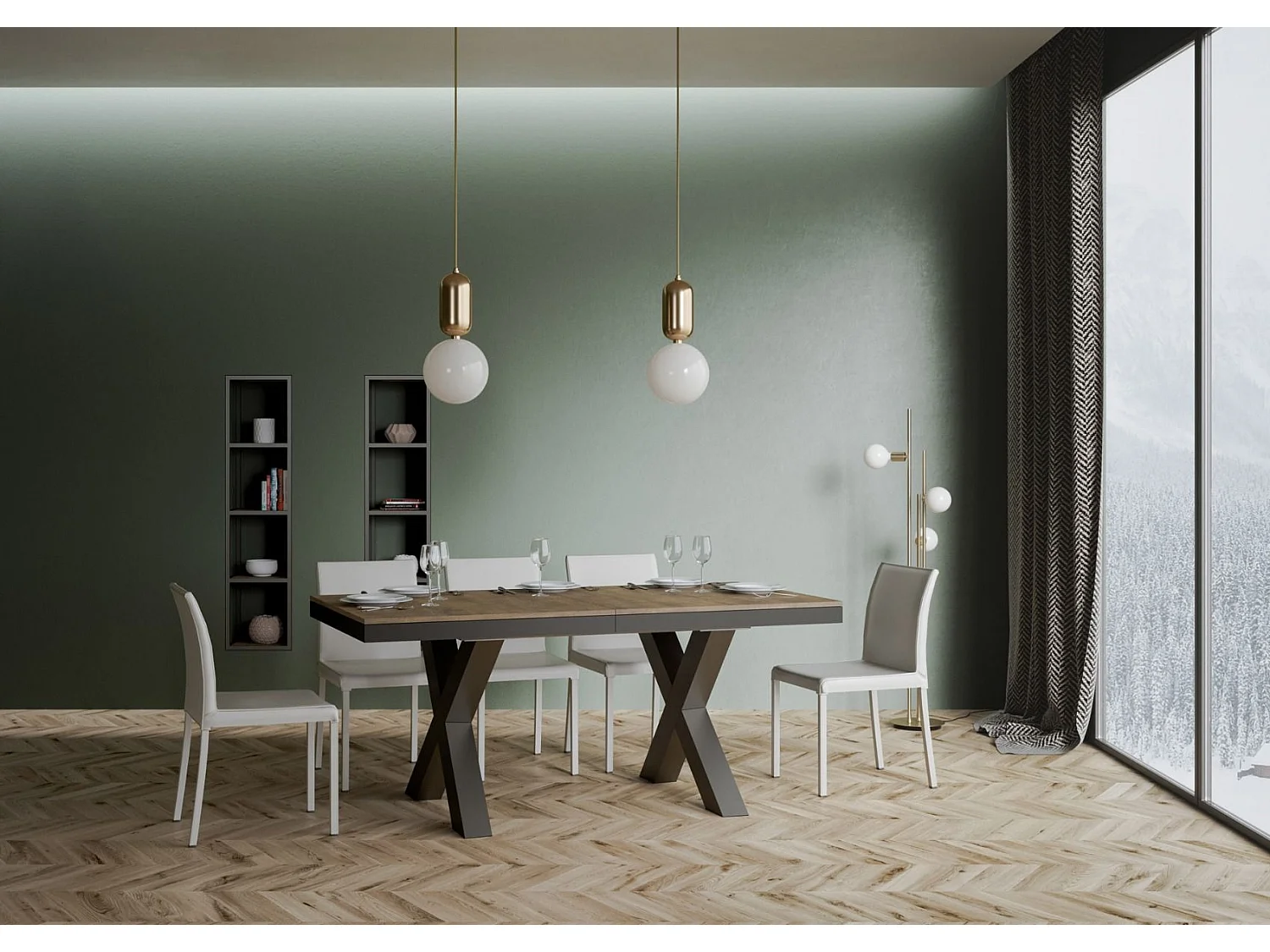 Uitschuifbare tafel 90x180/284 cm Traffic Evolution walnoot frame antraciet