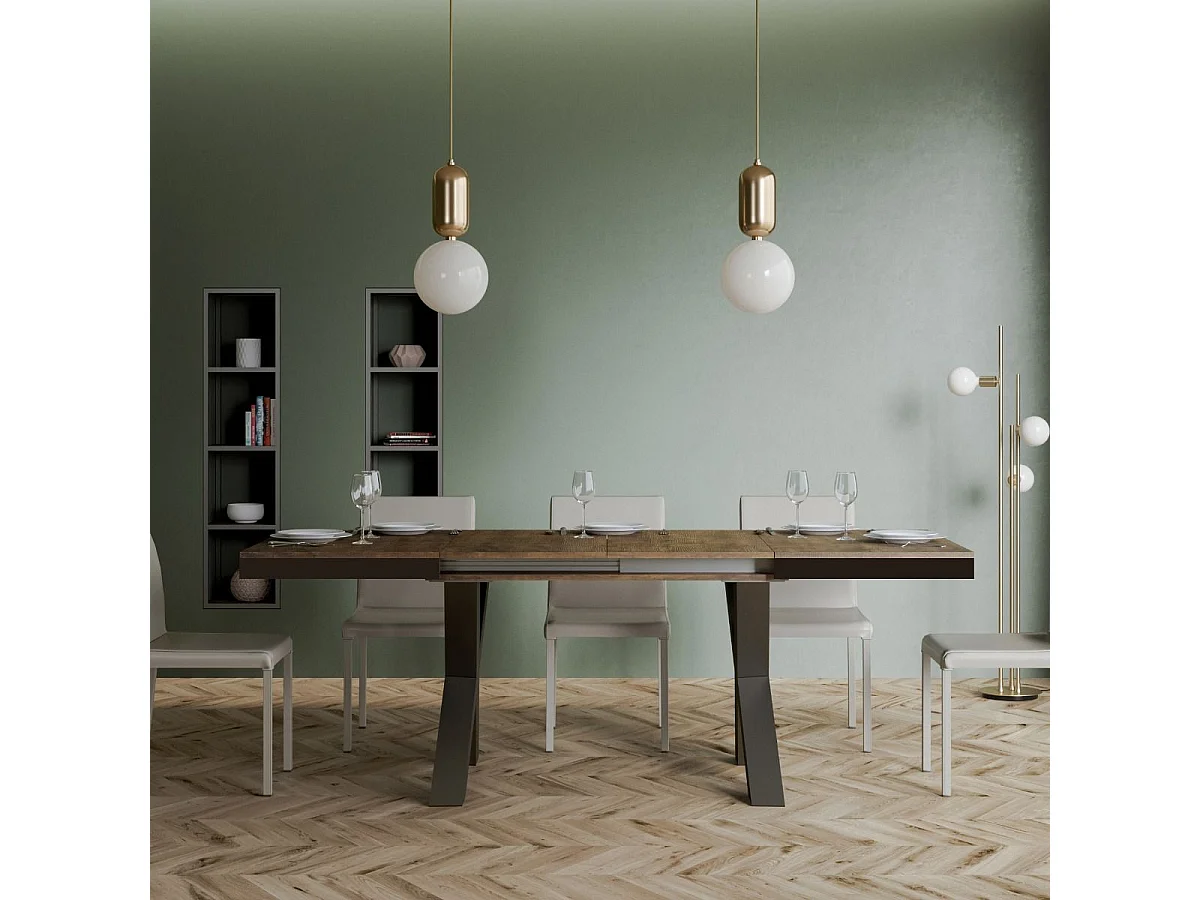 Uitschuifbare tafel 90x180/284 cm Traffic Evolution walnoot frame antraciet