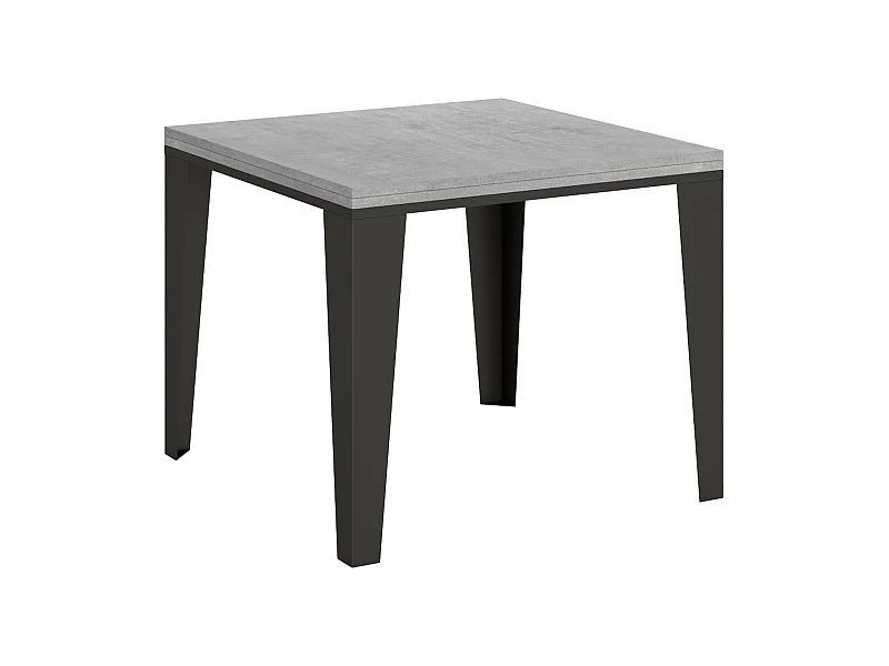 Ausziehtisch 90x90/180 cm Flame Libra Zement mit Eisenrahmen aus Anthrazit