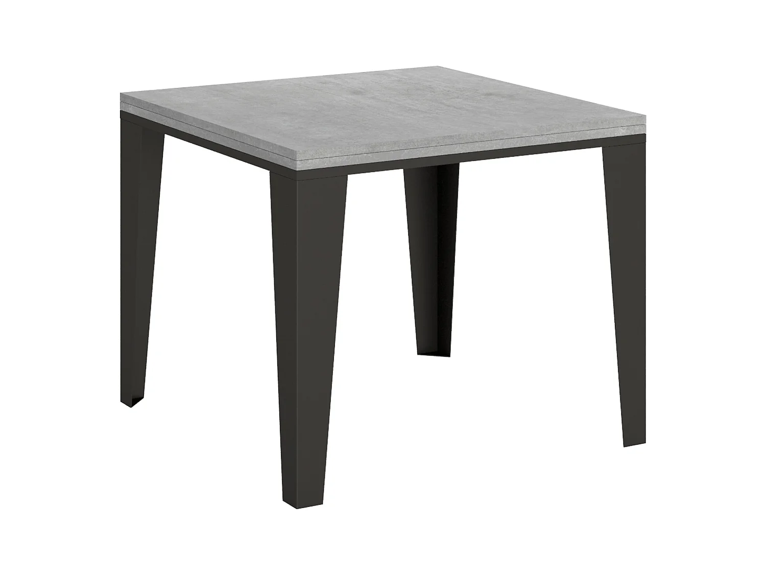 Table extensible portefeuille 90x90/180 cm Flame Libra Gris Béton cadre Anthracite