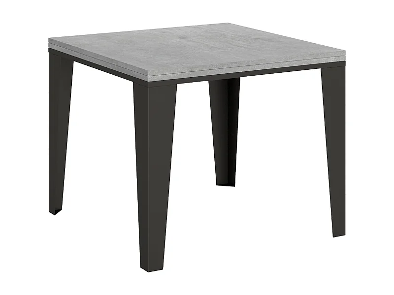 Table extensible portefeuille 90x90/180 cm Flame Libra Gris Béton cadre Anthracite
